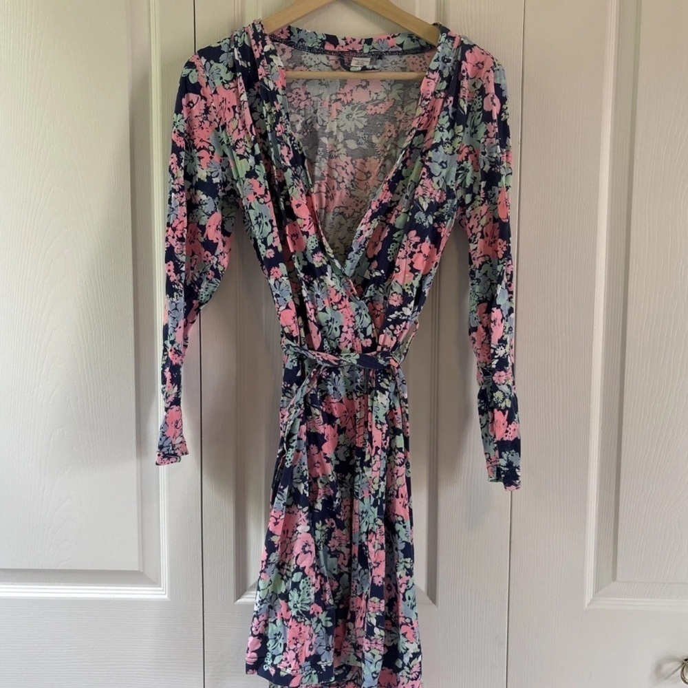 Okie Dokie Floral Wrap Robe Long Sleeve Belted Size S/M Pajama Loungewear
